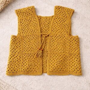 Handcrafted Mustard Crochet Vest